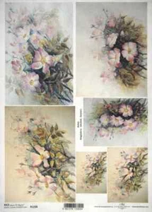 Papel de arroz A/4 para libro de recortes hoja artesanal - pintura de rosas silvestres - Imagen 1 de 1