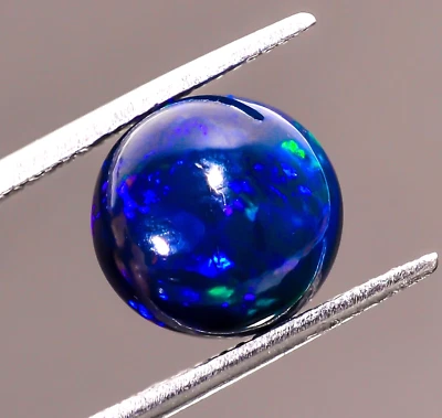 Natural Black Ethiopian Opal Round Shape Cabochon Loose Gemstone 4 Ct 10X10X6 mm - Image 1 of 3