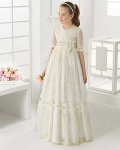 2021 Lace Appliques Flower Girl Dresses For First Communion Party Dresses - Picture 1 of 5