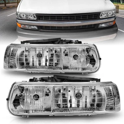 Chrome Clear Lens Crystal Headlight Set for 2000-2006 Chevrolet Suburban 1500 - Image 1 of 4