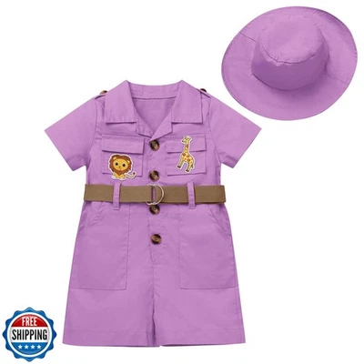 IDOPIP Baby мальчиков девочек сафари наряд джунглей цельный комбинезон + шляпа комбинезон T - Изображение 1 из 4