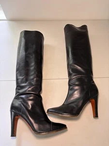 La Marca kniehohe schwarze Lederstiefel Frankreich Größe 9 - Bild 1 von 11