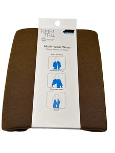 time & tru womens multi wear wrap shawl ONE SIZE osfm new with tags brown - Picture 1 of 2