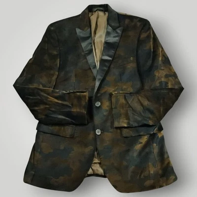 Van Heusen Studio Blazer Tuxedo Mens 38R Slim Fit Velvet Camo Peak Lapel Dinner - Image 1 of 4