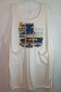 Vintage Acapulco Mexiko Strandkleid Taschen Grafik Tank Cover Up Damen XL - Bild 1 von 13