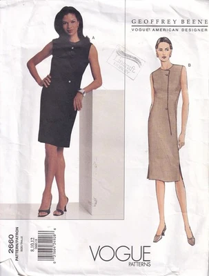 Vogue Sewing Pattern 2660 Geoffrey Beene Misses Fitted Straight Dress Size 8-12 - Image 1 of 2