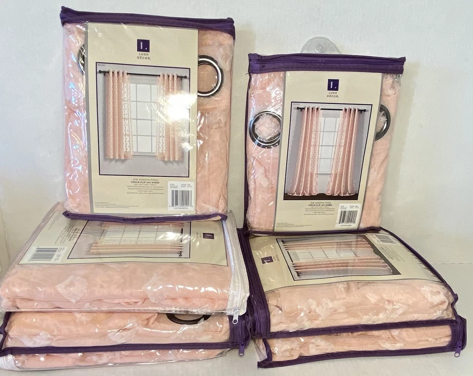 Exuberante Decoración Cortinas Transparentes Lote de 7 Paneles de Ventana Ojal Rubor Círculo Clip Jac Foto 1 de 4