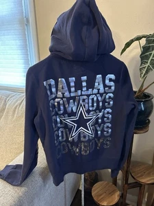 Victoria's Secret PINK Size Large Dallas Cowboys Full Zip Hoodie w Sequins - Picture 1 of 7