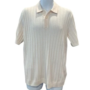Abercrombie & Fitch Merino Wool Blend Knit Polo Shirt M Tall Cream Short Sleeve - Picture 1 of 5
