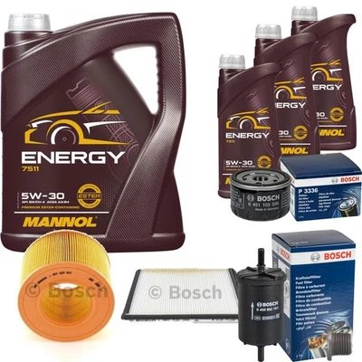 BOSCH Pack Inspection 8L MANNOL Energy 5W-30 pour RENAULT MEGANE SCENIC JA0/1_ - Photo 1/4