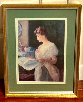 Impresión artística enmarcada vintage “Morning News” de Ellen Day Hale – 15,5x13 – Impresión Foto 1 de 2