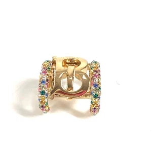 BURBERRY Logo Rhinestone Ear Cuff Accessories TB logo rainbow Earrings - Picture 1 of 10