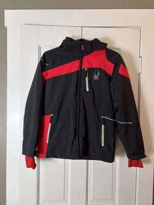 Spyder Kids Black-Red Ski/Snow Jacket Size 16 with Detachable Hood - Image 1 of 4
