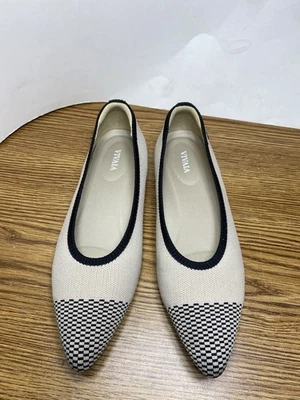 VIVAIA Margot 2.0 Puntera Punta Ballet Pisos Para Mujer Talla 7.5 Crema Marfil Negro Foto 1 de 4