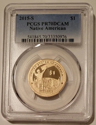 2015 S Native American Sacagawea Dollar Mohawk Ironworkers PR70 DCAM PCGS - Image 1 of 2