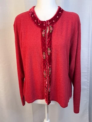 Suéter April Cornell Terciopelo Cuentas Vacaciones Festivo Adornado Mediano De Colección Foto 1 de 4