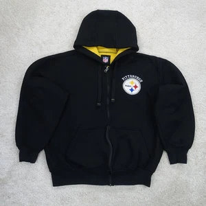 NFL Pittsburgh Steelers Cremallera Sudadera con Capucha Para Hombres Grande Negro Amarillo Vellón Forrado Chaqueta - Imagen 1 de 18