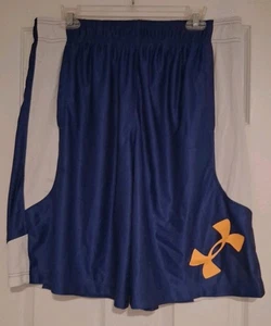 *Under Armour* Mens Shorts, Size Xl, Blue, White, Gold Logo, Heat Gear, Loose - Picture 1 of 5