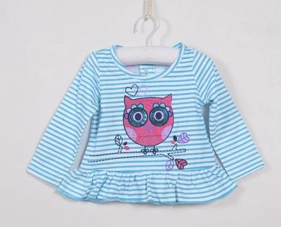 NEW Nannette Girls Toddler Owl Long Sleeve Bling Top with Frill Size 18 months - Image 1 of 3