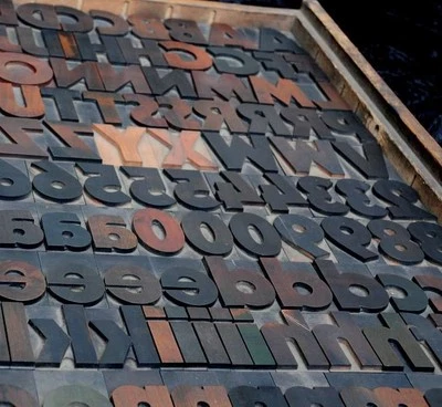 letterpress wood printing blocks 166pcs 2.83" tall alphabet wooden type woodtype - Image 1 of 4