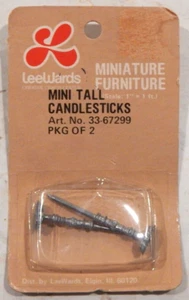 VTG New LeeWards Miniature Dollhouse Furniture "MINI TALL CANDLESTICKS" Silver - Picture 1 of 3