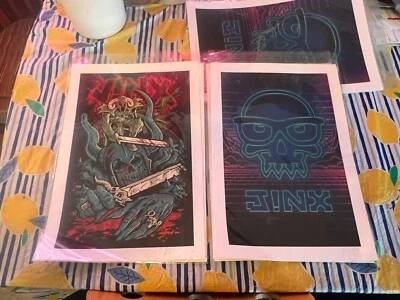 Conjunto de 2 PÓSTER DE WORLD OF WARCRAFT LEAGUE OF LEGENDS JINX Impresiones Artísticas FIRMADO #/20 Foto 1 de 4