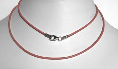 Colar de cordão de couro 2 mm fecho lagosta esterlina 15, 16, 17, 18, 19 ou 20 polegadas - Imagem 1 de 3