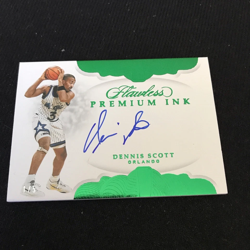 2018-19 Flawless Dennis Scott tinta premium verde autógrafo automático #1/5 Magic Foto 1 de 2