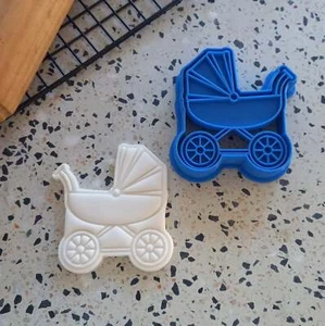 Baby Pram embosser & cutter set 8.5cm - cookie, biscuit, fondant - Picture 1 of 2
