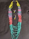 Multi Layered Necklace Earrings Strand Seed Bead Boho Statement Necklace Pastels