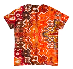 Glitch Fold Ice Tie Dye T-Shirt, Unisex 2XL SS Crew, Rich Warm Colors - Picture 1 of 10