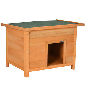 Pawhut 82cm Elevated Dog Kennel Wooden Pet House Outdoor with Open Top