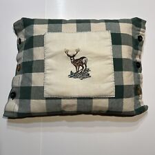 EMBROIDERED DEER STAG ELK EUROPEAN HUNTING LODGE CABIN LAKE THROW PILLOW COVER