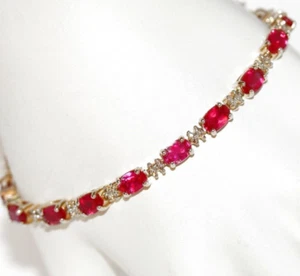7.2ct Created Ruby Tennis Bracelet Sterling Silver 7.5" - Picture 1 of 6