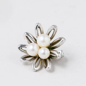 Silber 925 Schalspange Schalclip Perlen 3,8 g - Picture 1 of 6