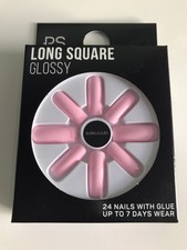 Bubble Gum Pink Long Square Glossy False Nails