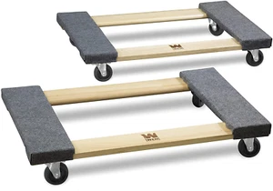 1320 Lbs. Capacity 18 In. X 30 In. Hardwood Furniture Moving Dolly, Two Pack - Picture 1 of 5