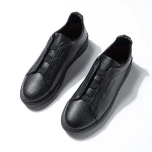 Men's Low Top Leather Shoes with Soft Rubber Sole Metal Detail Business Casual F - Picture 1 of 12