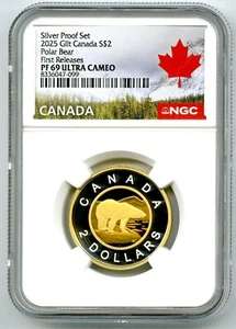 2025 $2 CANADA GILT .9999 SILVER PROOF TOONIE NGC PF69 UCAM FIRST RELEASES - Picture 1 of 2