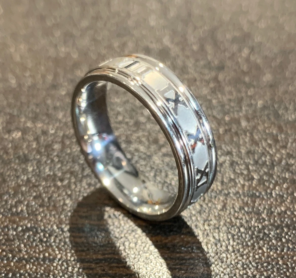 Women's Roman Numeral Ring - Stainless Steel With Cubic Zirconia, Stackable Promise Or Wedding Band