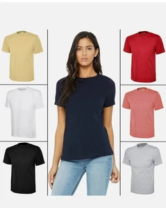 Damen Baumwolle Sport T-Shirt - Rundhals Uni Oberteil, Outdoor Aktiv Freizeitkleidung - Bild 1 von 17
