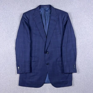 Ermenegildo Zegna Blazer Herren EU 56R Blau Windowpane Sport Mantel Wolle - Bild 1 von 15
