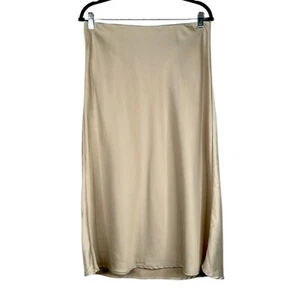 Rachel Zoe Tan Silky Satin 90's Y2K Minimalist Long Midi Skirt Size 8 - Picture 1 of 6