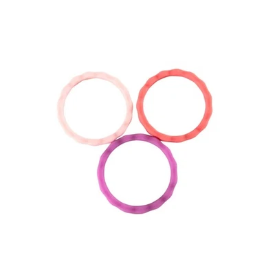 Lote de 3 anillos de boda de silicona para mujer rosa púrpura coral talla 9 Foto 1 de 2