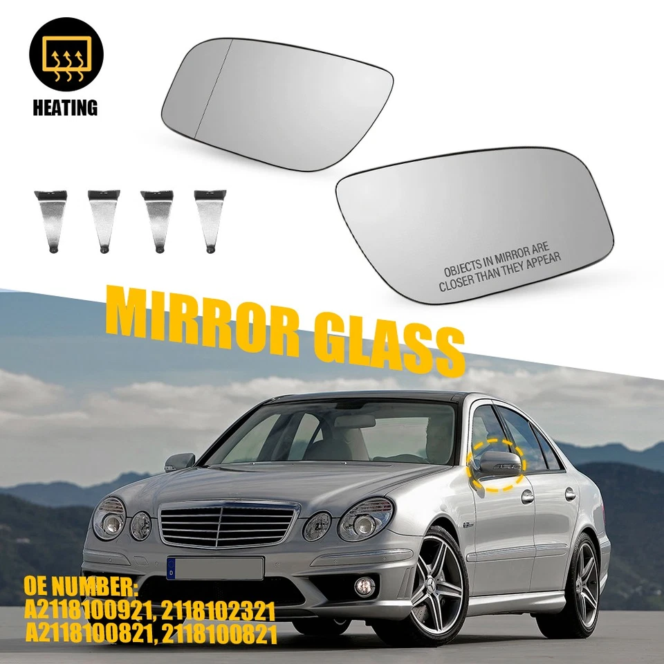 Juego de dos espejos retrovisores convexos térmicos para Mercedes-Benz E320 E350 E550 2007-2009 Foto 1 de 4