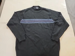 DOCKERS Sweater, Men's Size XL Black Blue Stripe Pullover Long Sleeve - Picture 1 of 8