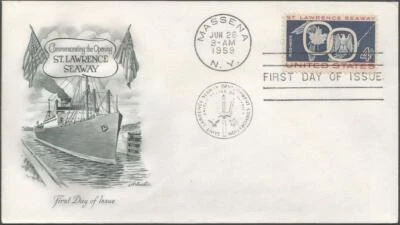 Scott 1131 FDC - 4 cent - 1959 - St. Lawrence Seaway - FDOI - Very Fine - Image 1 of 2