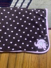 Carters Brown Pink Baby Blanket Hearts Elephant Cutie Fleece  Girl 