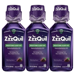 ZzzQuil Nighttime Sleep-Aid Liquid Berry Flavor (12 fl. oz., 3 pk.) - Picture 1 of 2