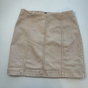 Minifalda Free People Talla 2 Tostada Rayas Cremallera Trasera Algodón Boho Chic Carrera - Imagen 1 de 6